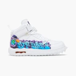 Nike Air Force 1 Moyenne Off-White Graffiti Coloris Blanc