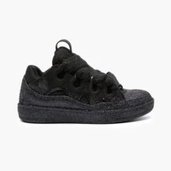 Lanvin Leather Curb Sneaker Strass Black