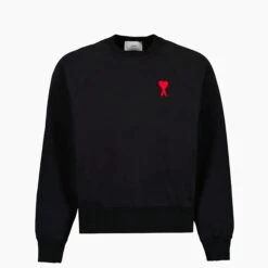 Ami Paris Pull Ami De Coeur Rouge Noir