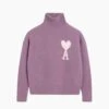 Ami Paris Pull Col Cheminée Ami De Coeur Blanc Lilas