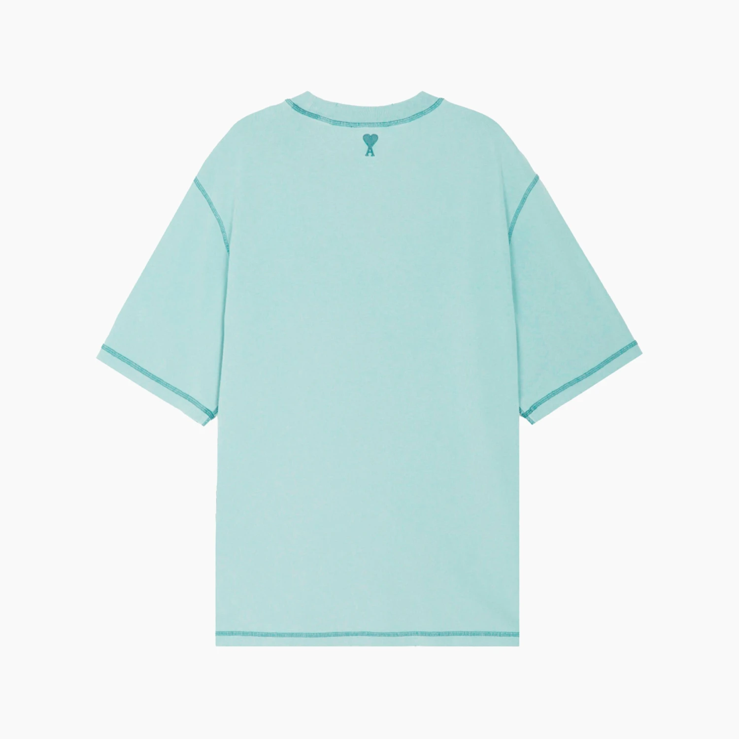 Ami Paris T-Shirt Logo Brodé Bleu Délavé 2 Ami Paris T-Shirt Logo Brodé Bleu Délavé – Image 2