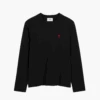 Ami Paris T-Shirt Manches Longues Coeur Rouge Noir