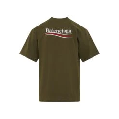 Balenciaga T-Shirt Political Campaign Logo Brodé Kaki