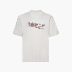 Balenciaga T-Shirt Political Campaign Pochoir Beige