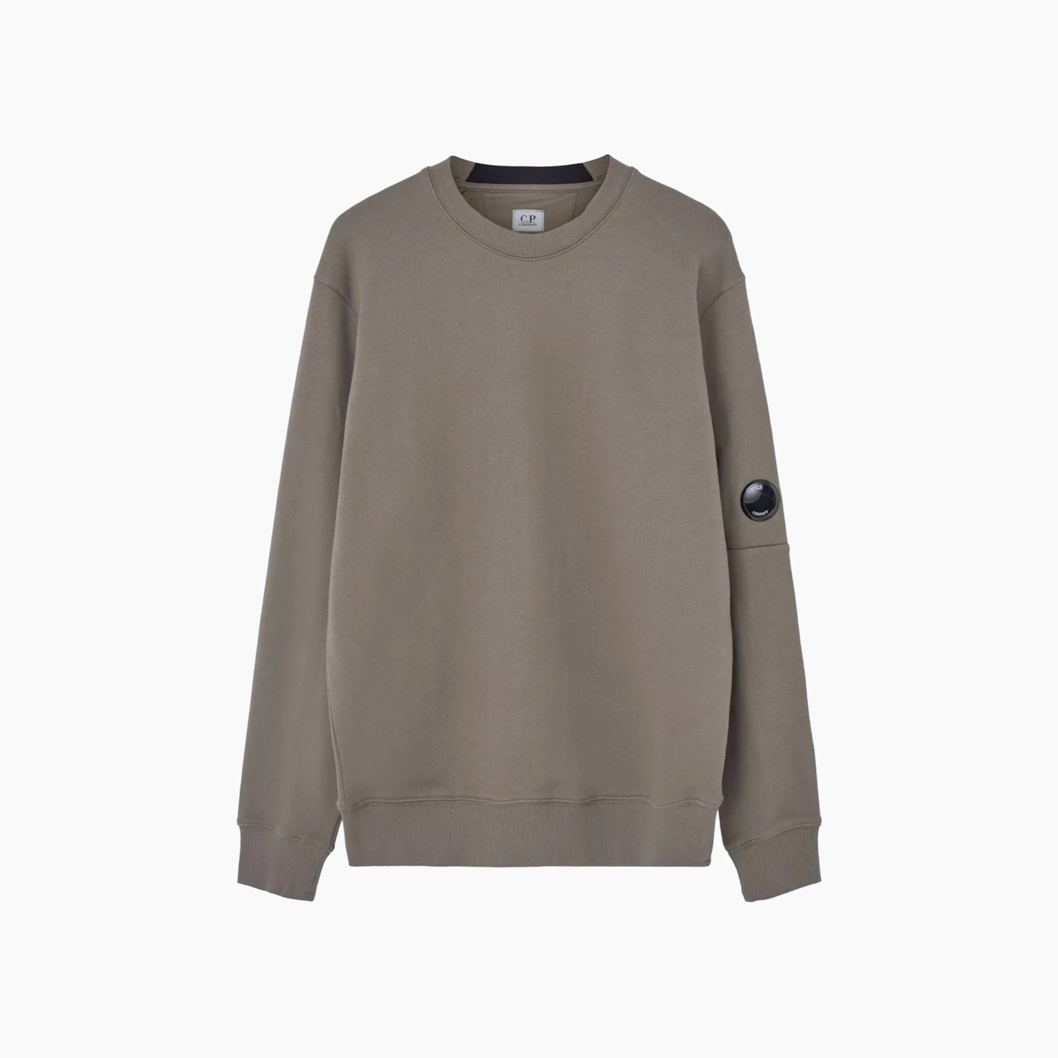 CP Company Crewneck - Diagonal Raised Fleece - Kaki 1 CP Company Crewneck - Diagonal Raised Fleece - Kaki