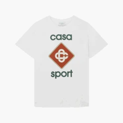 Casablanca T-Shirt Casa Sport Screen Printed Blanc