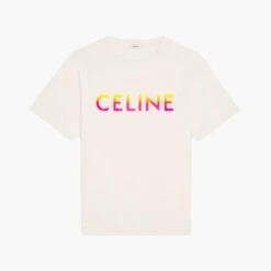 Celine T-Shirt - Fade Logo - Blanc