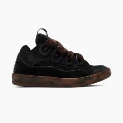 Lanvin Leather Curb Sneaker Dark Brown