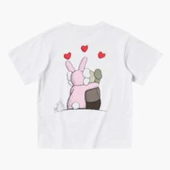 Kaws T-shirt - Graphique Hug KAWS X Warhol - White Pink