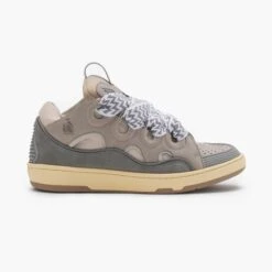 Lanvin Leather Curb Sneaker Grey White