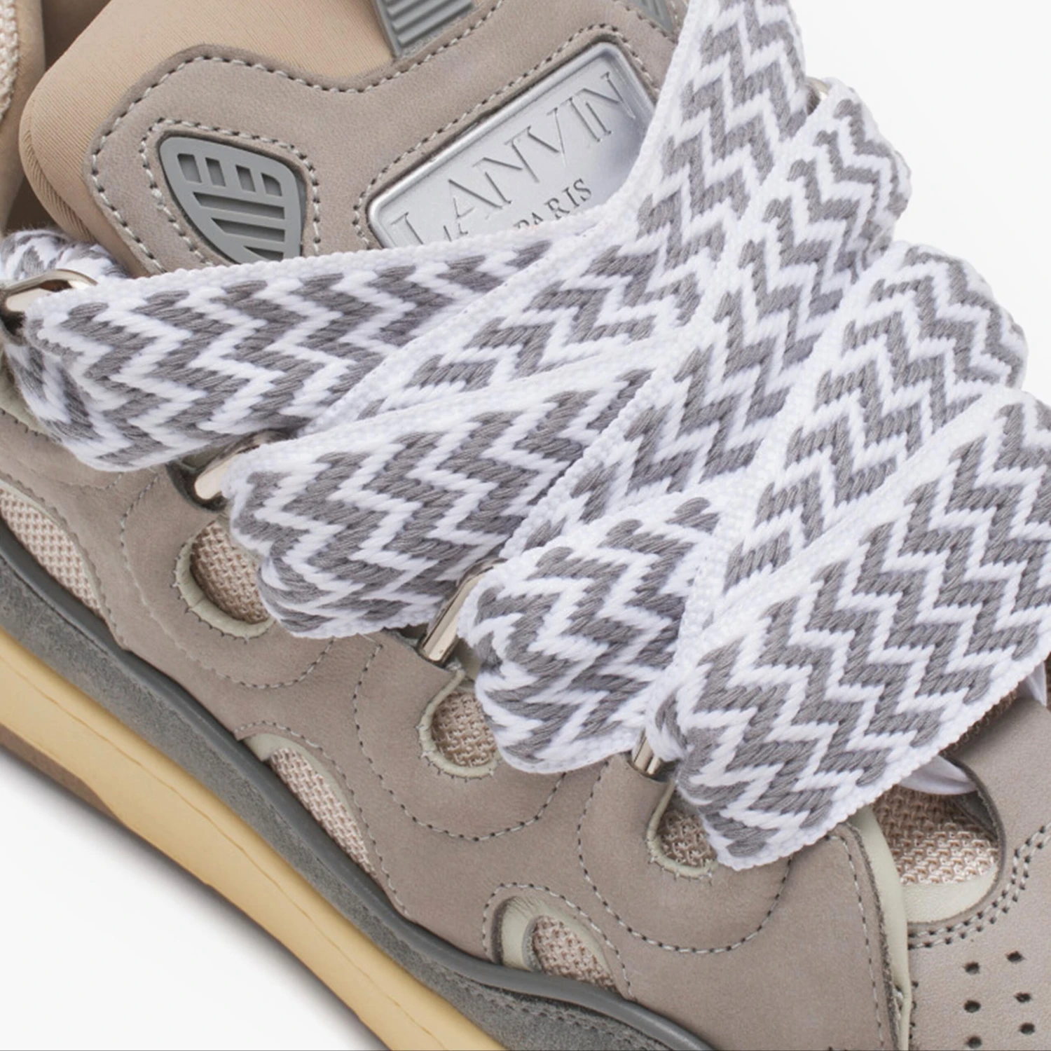 Lanvin Leather Curb Sneaker Grey White 3 Lanvin Leather Curb Sneaker Grey White – Image 3