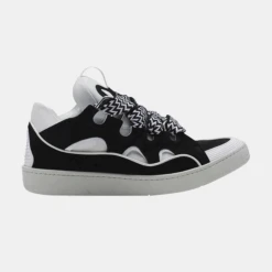 Lanvin Leather Curb Sneaker White Black