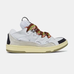 Lanvin Leather Curb Sneaker White Ivory