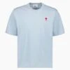 Ami Paris T-Shirt Bleu Clair Ami De Coeur Rouge